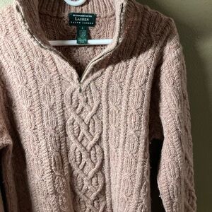 Lauren Ralph Lauren Blush Cable Knit Turtleneck Sweater